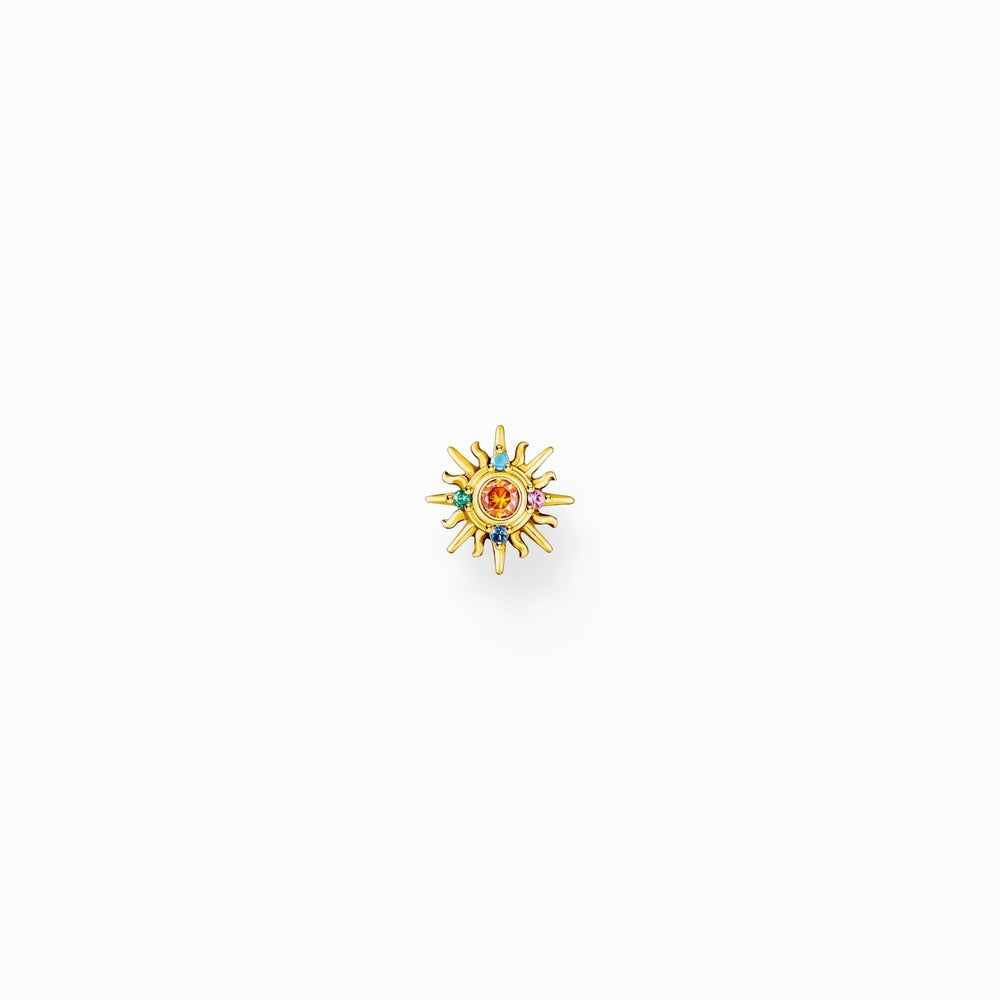 GOLD ON SIL COLOURFUL SUN STUD EARRINGS