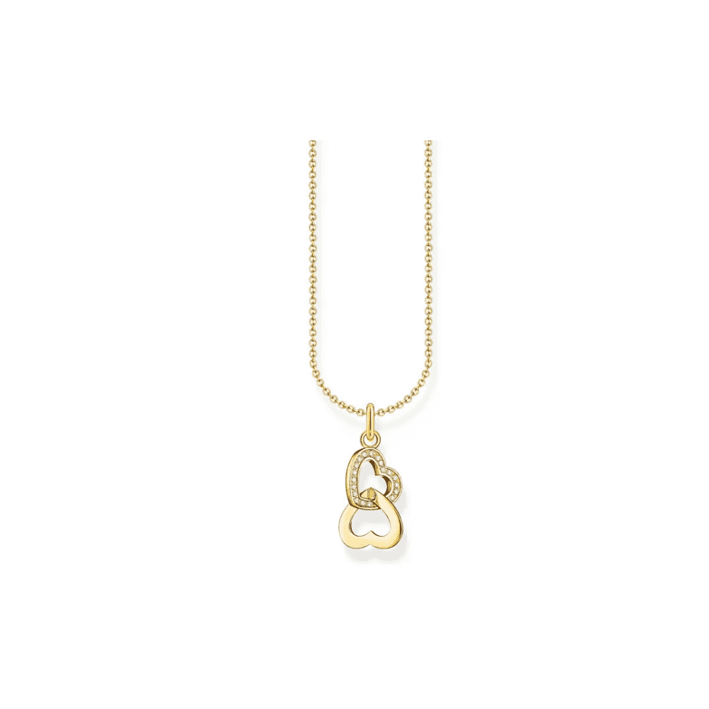 GOLD ON SIL NECKLACE WITH INTERTWINED HEARTS PENDANT