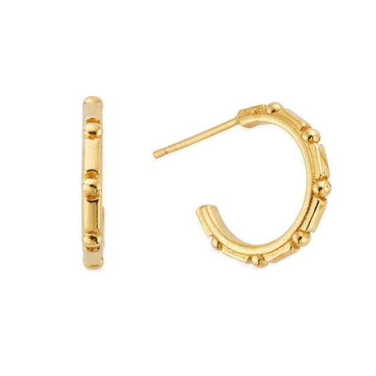 GOLD ON SILVER ART DECO HOOP EARRINGS