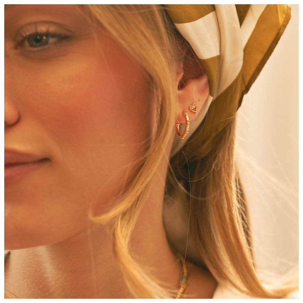 GOLD ON SILVER ART DECO HOOP EARRINGS