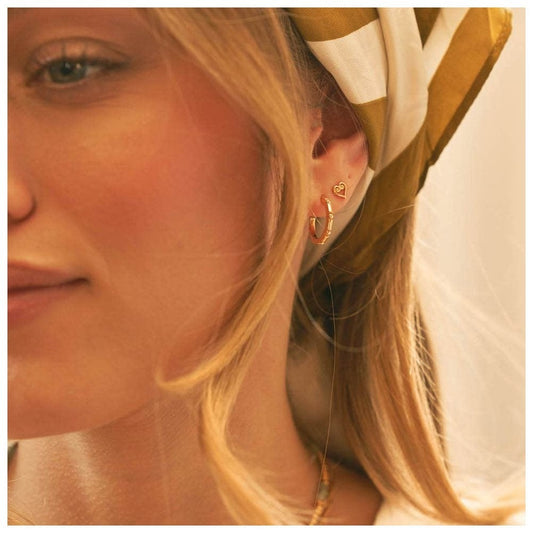 GOLD ON SILVER ART DECO HOOP EARRINGS