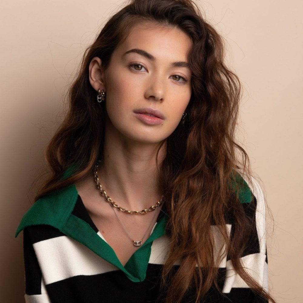 GOLD ON SILVER COFFEE BEAN LINKED CHAIN