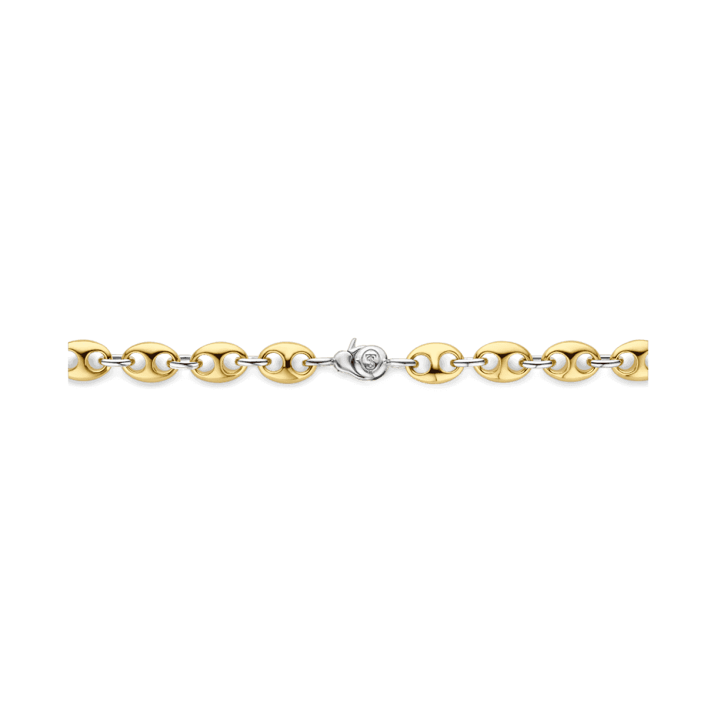 GOLD ON SILVER COFFEE BEAN LINKED CHAIN