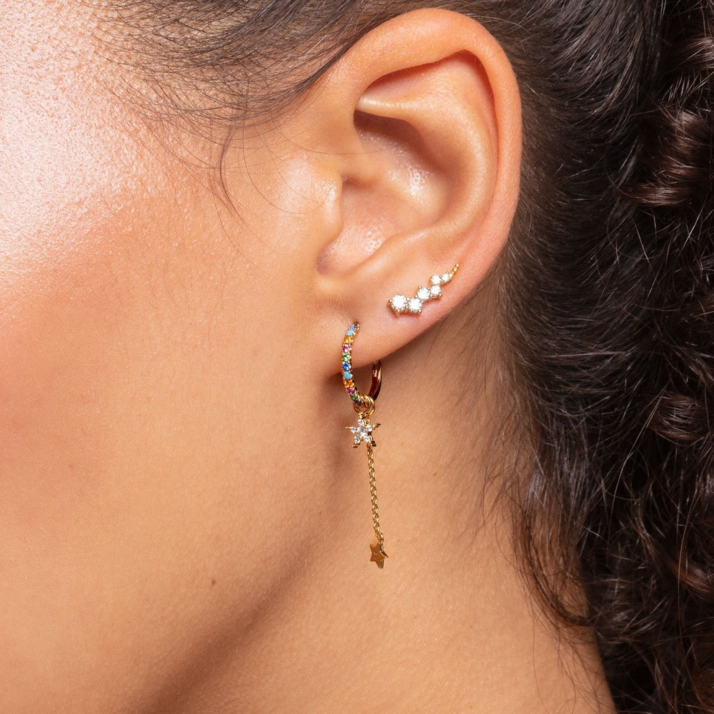 GOLD ON SILVER CUBIC ZIRCONIA EAR CLIMBER