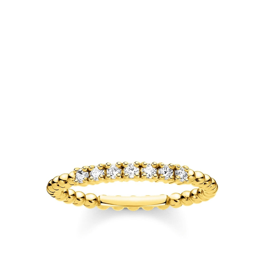 GOLD ON SILVER CUBIC ZIRCONIA SPHERICAL DOTS RING 