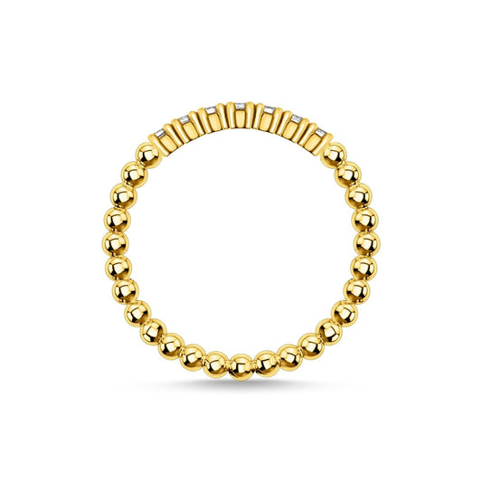 GOLD ON SILVER CUBIC ZIRCONIA SPHERICAL DOTS RING 