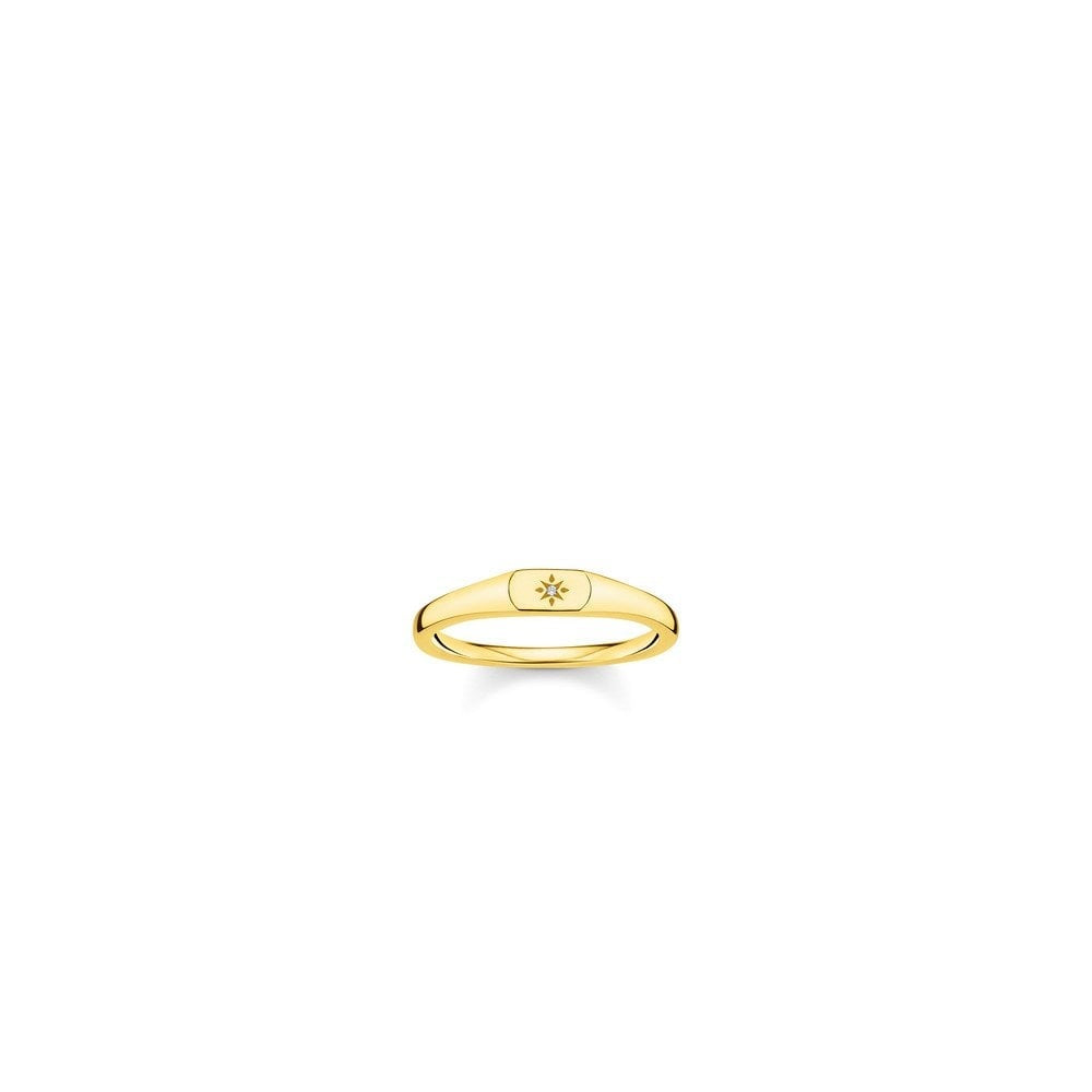 GOLD ON SILVER CUBIC ZIRCONIA STAR RING
