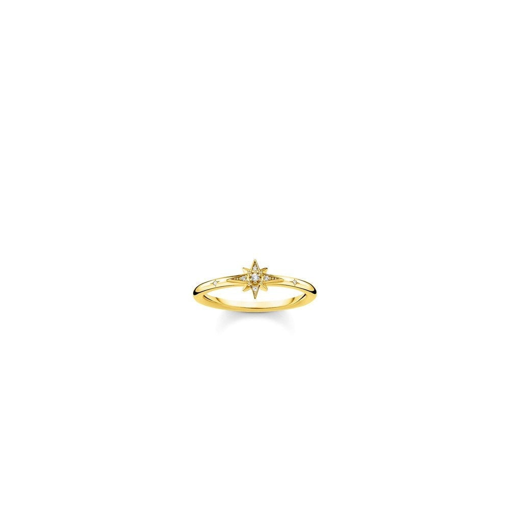 GOLD ON SILVER CUBIC ZIRCONIA STAR RING 