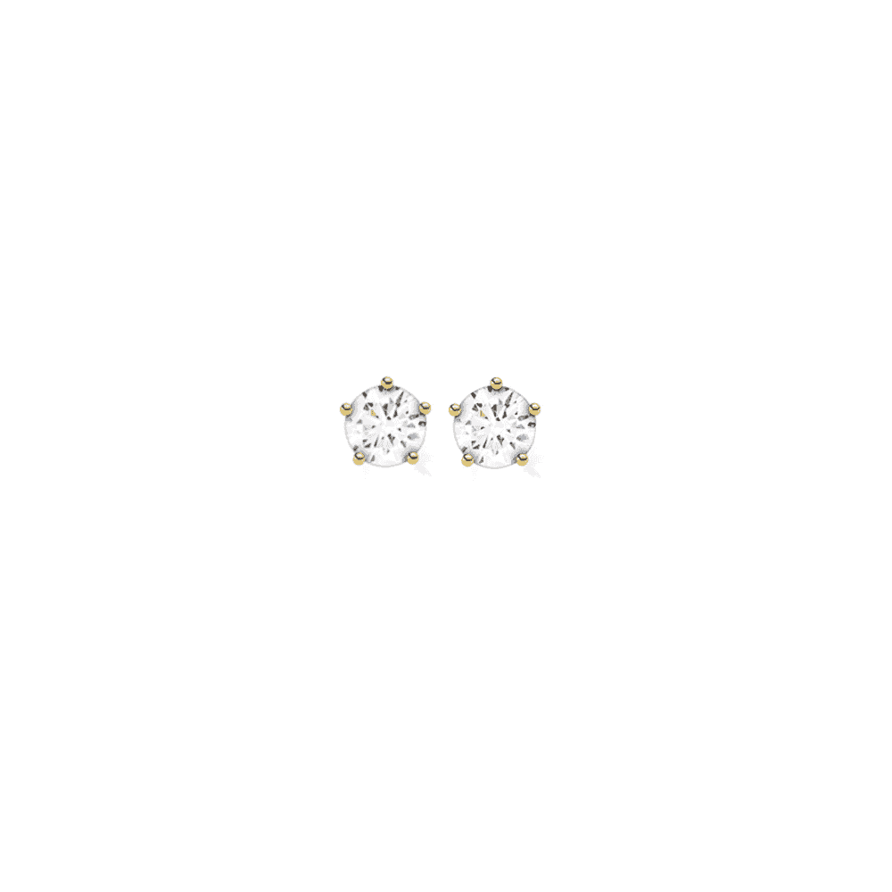 GOLD ON SILVER CUBIC ZIRCONIA STUD EARRINGS