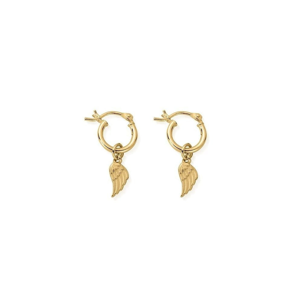GOLD ON SILVER DIVINITY WITHIN MINI HOOP EARRINGS WITH ANGEL WING EARCHARMS