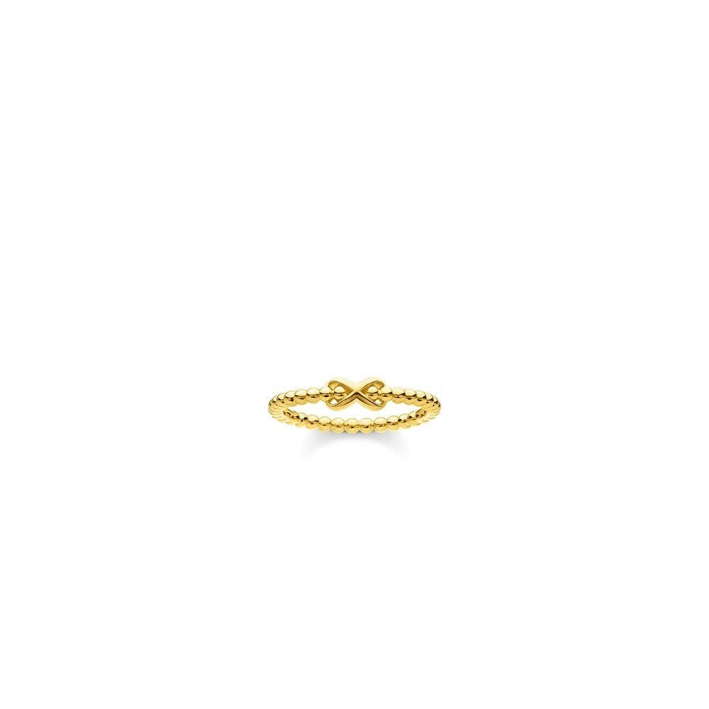 GOLD ON SILVER DOTS WITH INFINITY SYMBOL RING