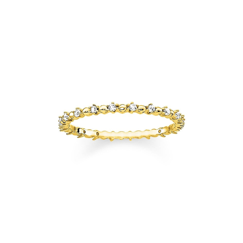 GOLD ON SILVER DOTS WITH ZIRCONIA RING