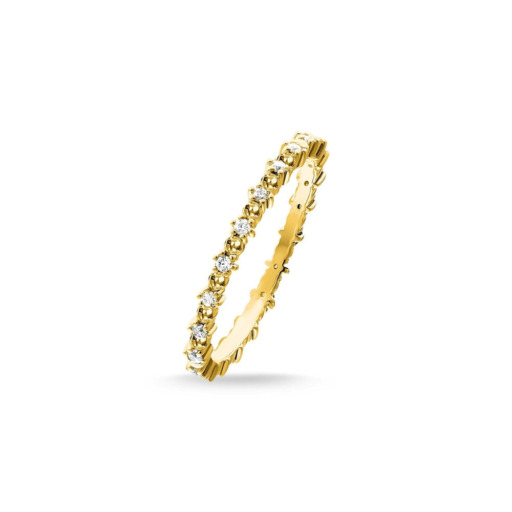 GOLD ON SILVER DOTS WITH ZIRCONIA RING