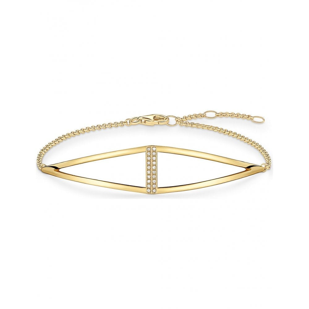 GOLD ON SILVER DOUBLE TRIANGLE SHAPED BRACELET WITH DIAMOND