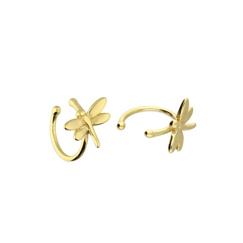 GOLD ON SILVER DRAGONFLY EAR CUFFS