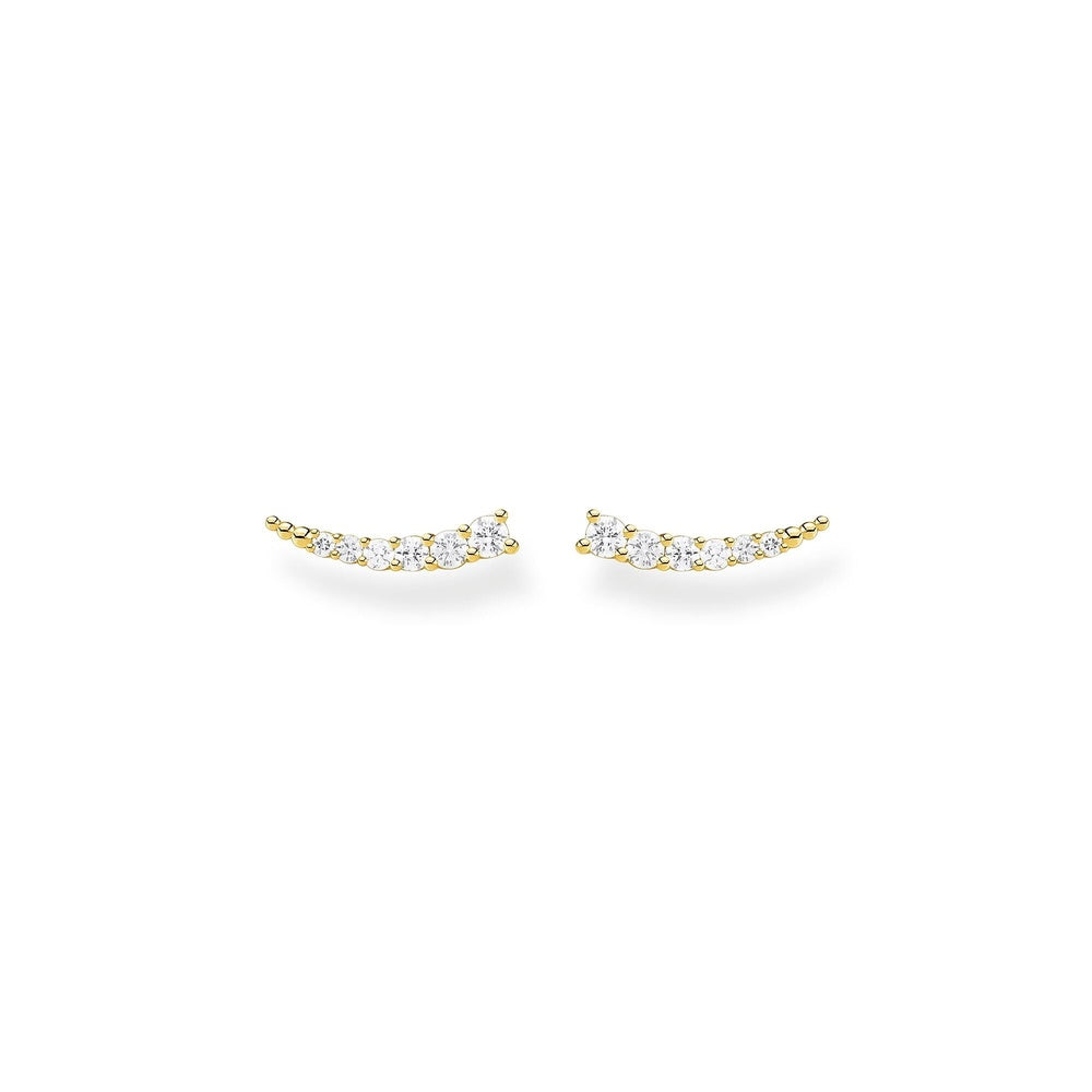 GOLD ON SILVER EAR CLIMBER EARRINGS WITH WHITE CRYSTALS