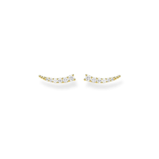 GOLD ON SILVER EAR CLIMBER EARRINGS WITH WHITE CRYSTALS