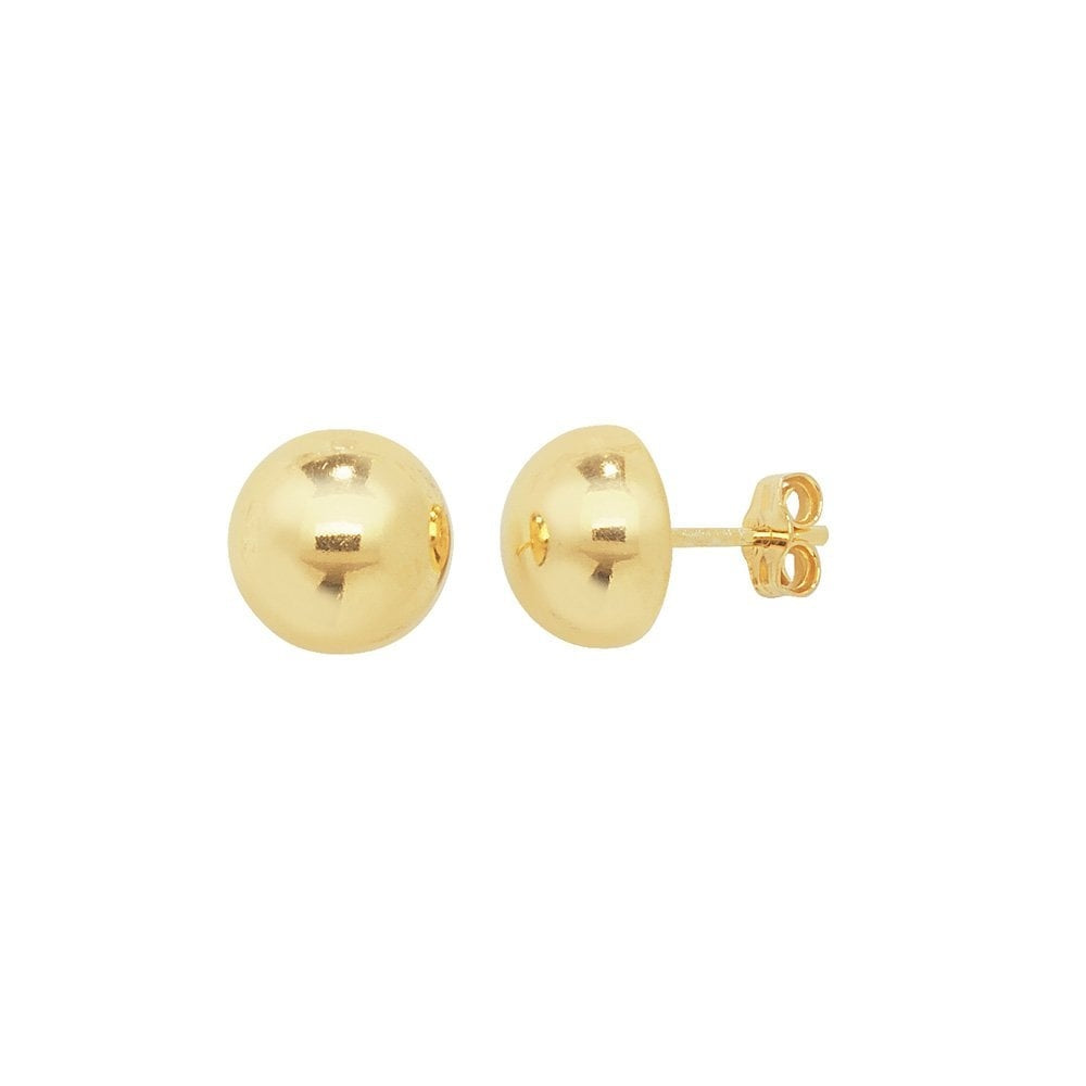 GOLD ON SILVER HALF BALL STUD EARRINGS