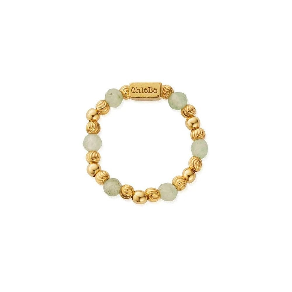 GOLD ON SILVER HAPPINESS AVENTURINE RING