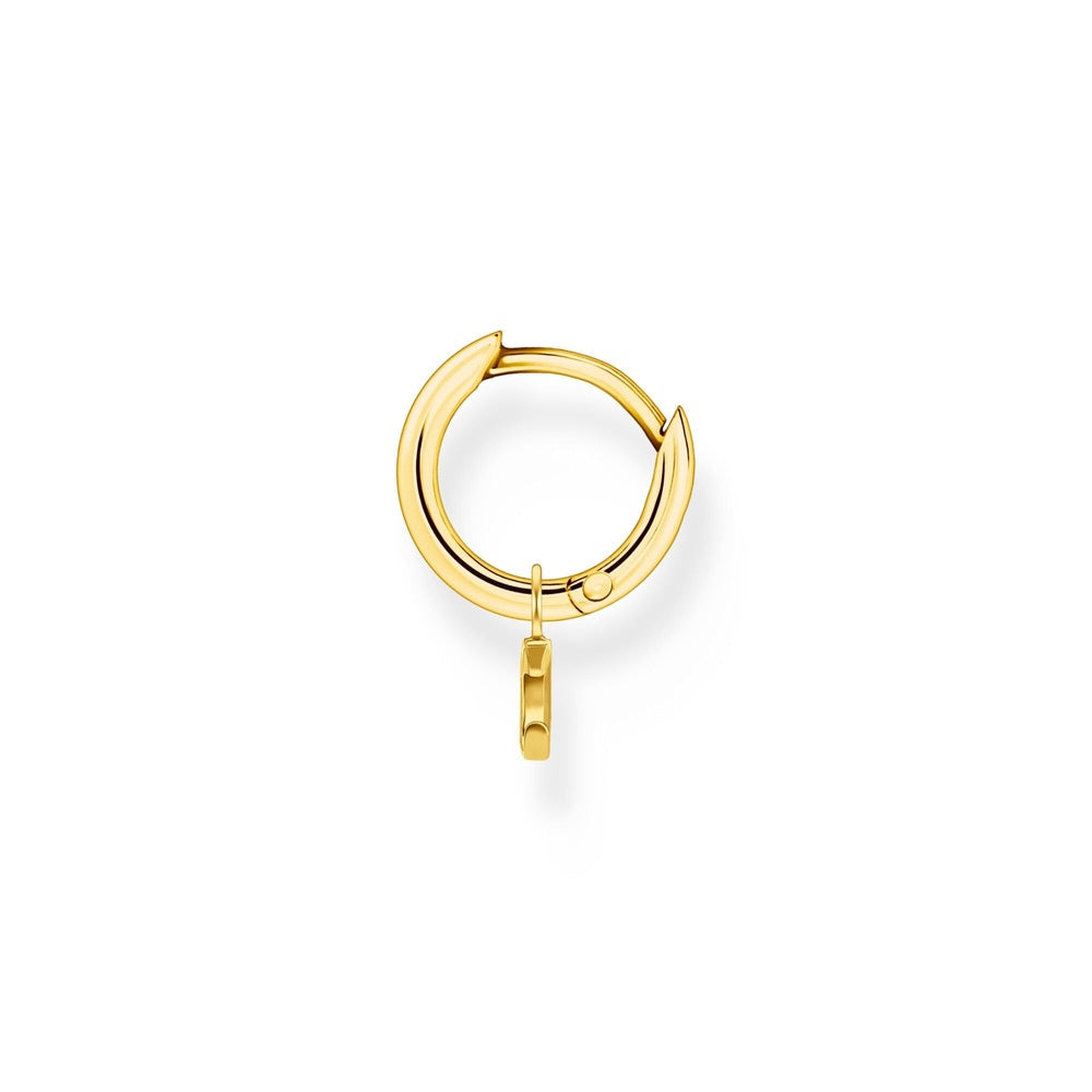 GOLD ON SILVER HOOP EARRINGS WITH MOON CRESCENT DROP PENDANT