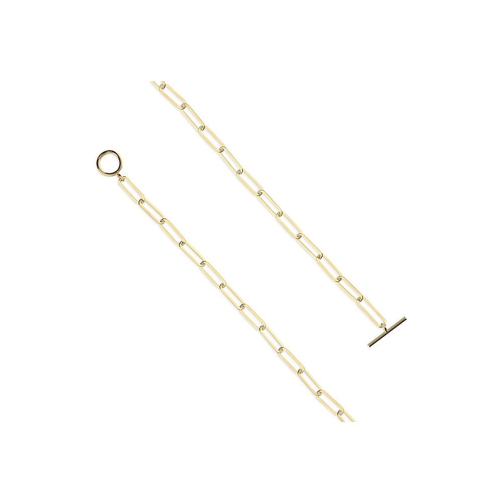 GOLD ON SILVER OPEN BELCHER T-BAR NECKLACE