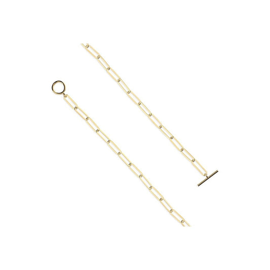 GOLD ON SILVER OPEN BELCHER T-BAR NECKLACE