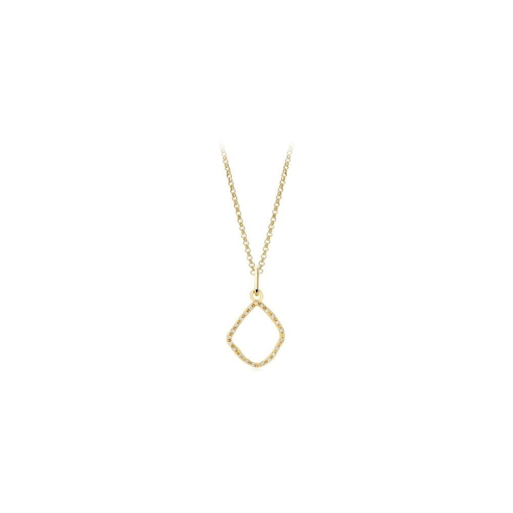 GOLD ON SILVER OPEN CZ PEAR SHAPED PENDANT