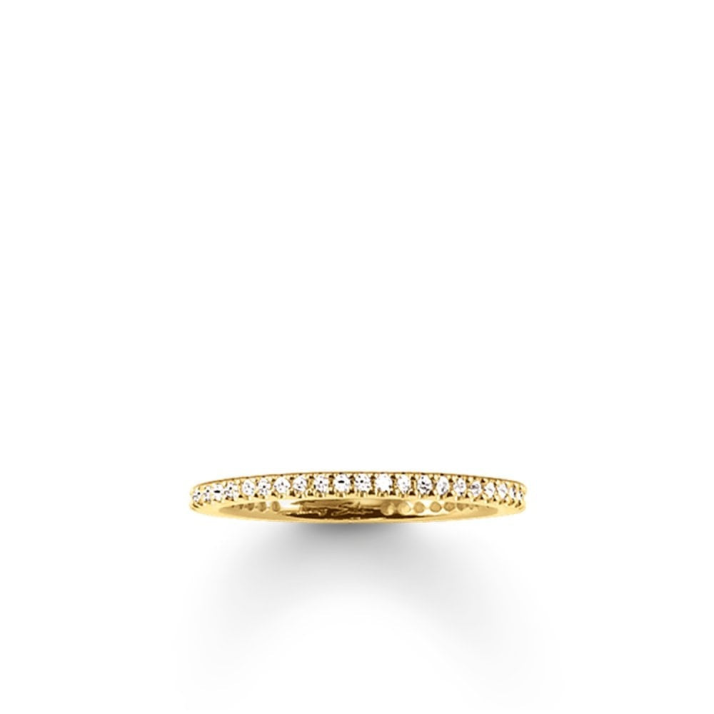 GOLD ON SILVER PAVE SET CUBIC ZIRCONIA BAND RING