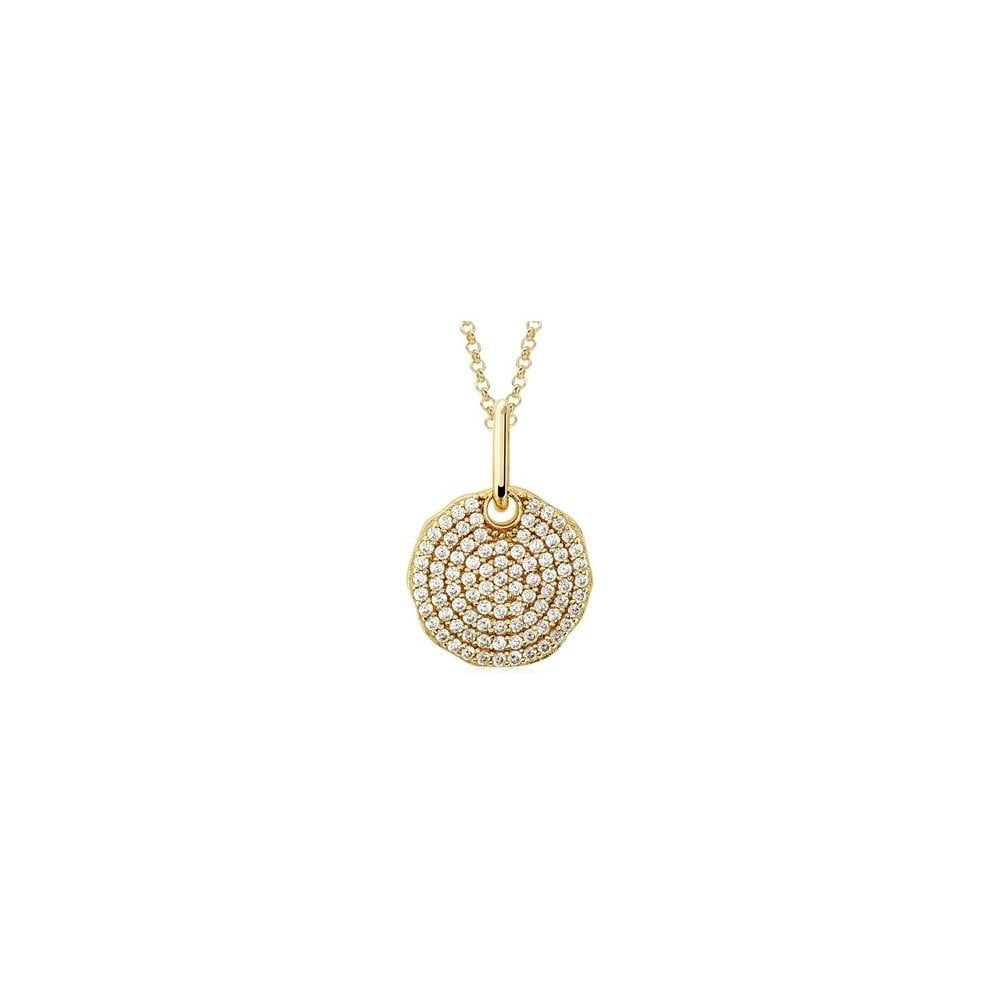 GOLD ON SILVER ROUND CZ PAVE PENDANT
