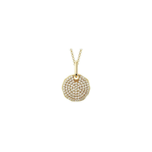 GOLD ON SILVER ROUND CZ PAVE PENDANT