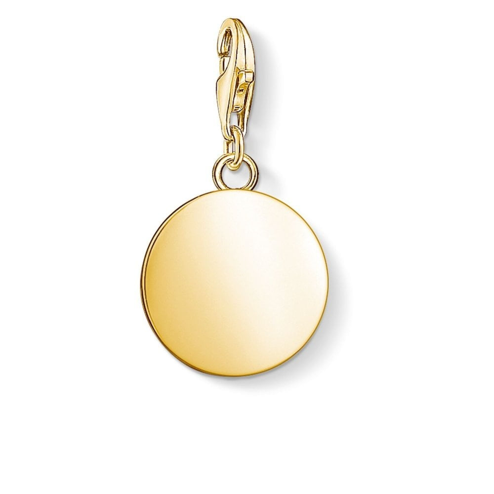 GOLD ON SILVER ROUND PLAIN DISC CHARM PENDANT