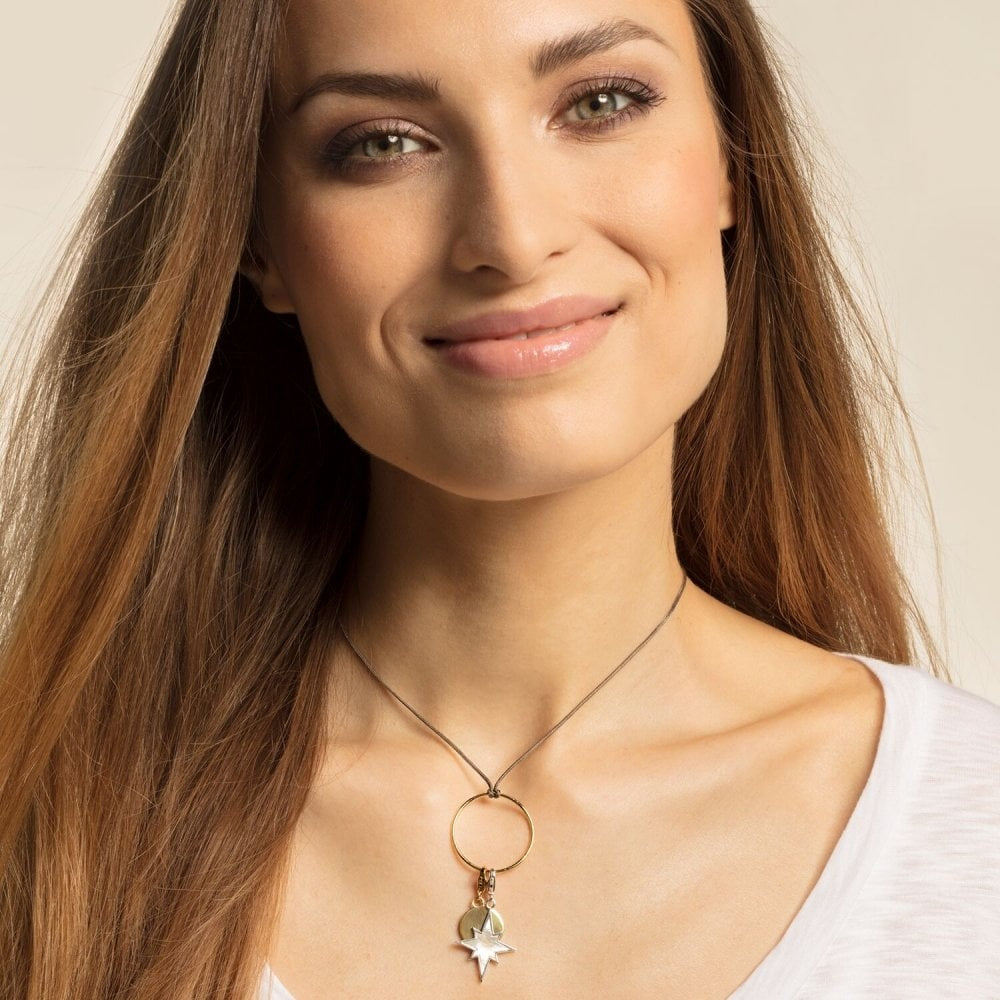GOLD ON SILVER ROUND PLAIN DISC CHARM PENDANT
