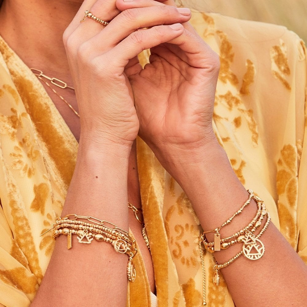 GOLD ON SILVER SPARKLE DISC FIRE BRACELET