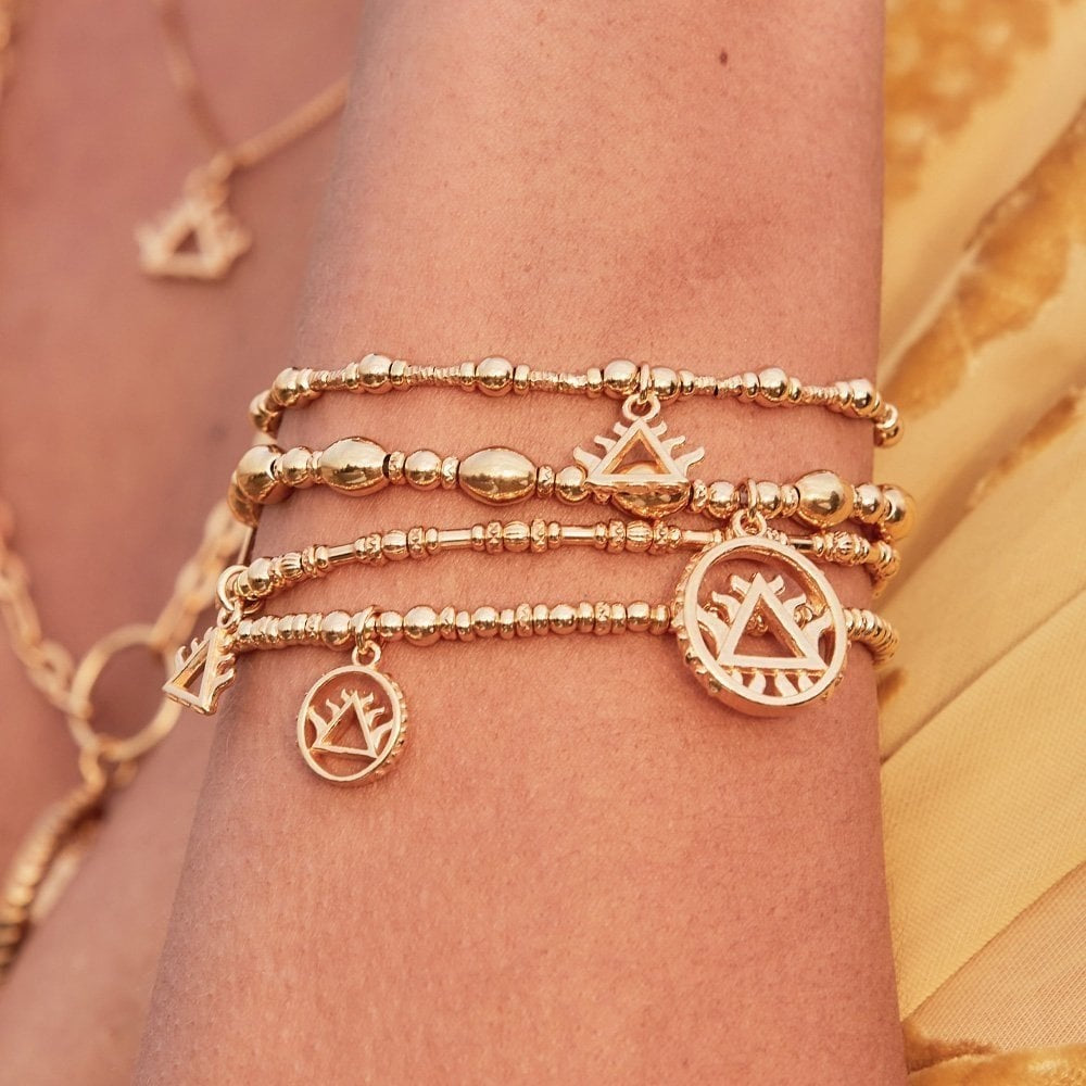 GOLD ON SILVER SPARKLE DISC FIRE BRACELET