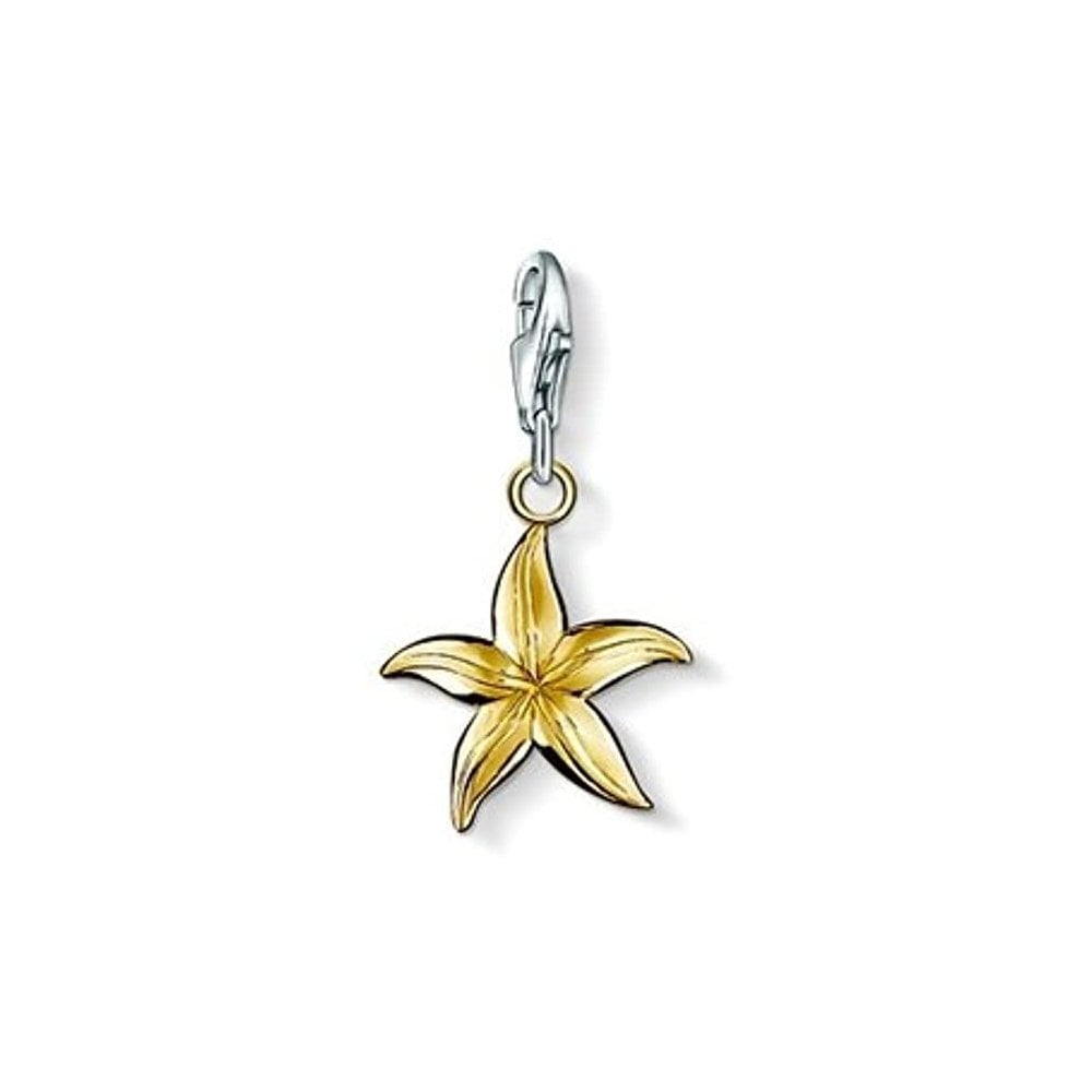 GOLD ON SILVER STARFISH CHARM PENDANT
