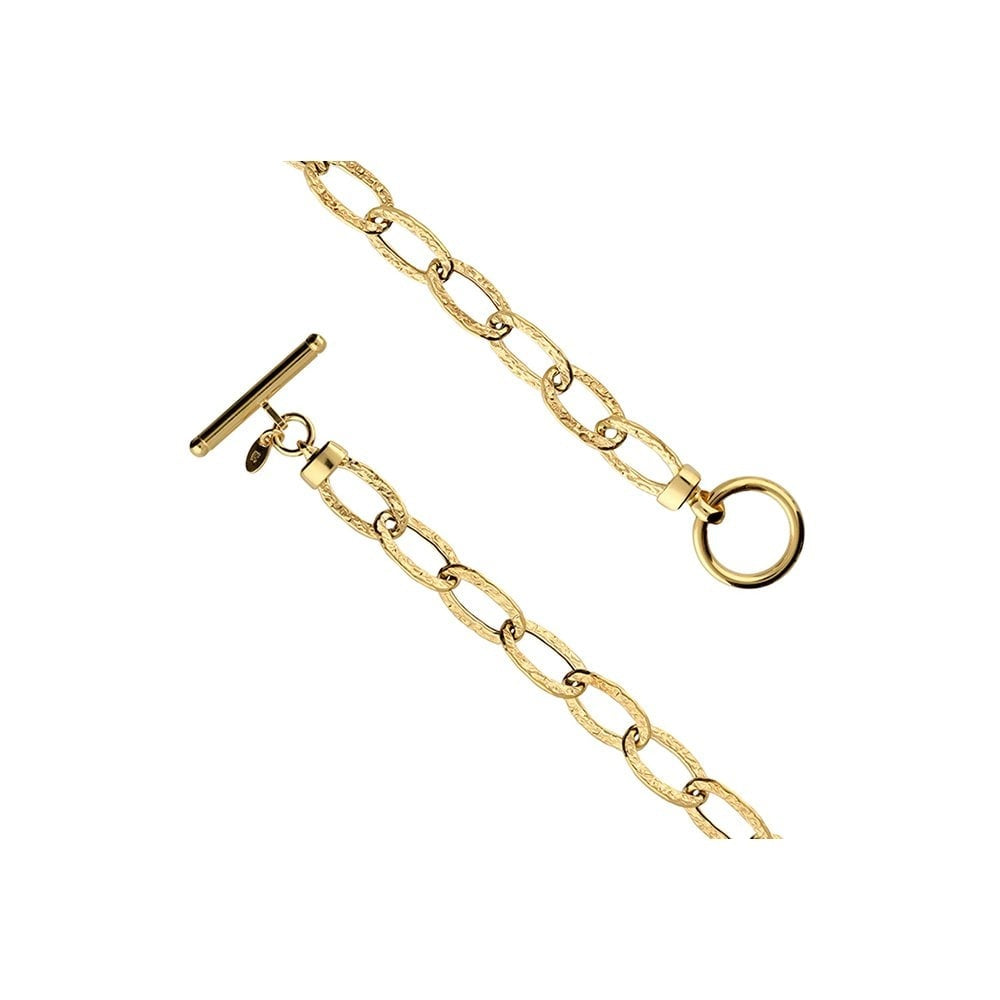 GOLD ON SILVER T-BAR TEXTURED LINK NECKLACE