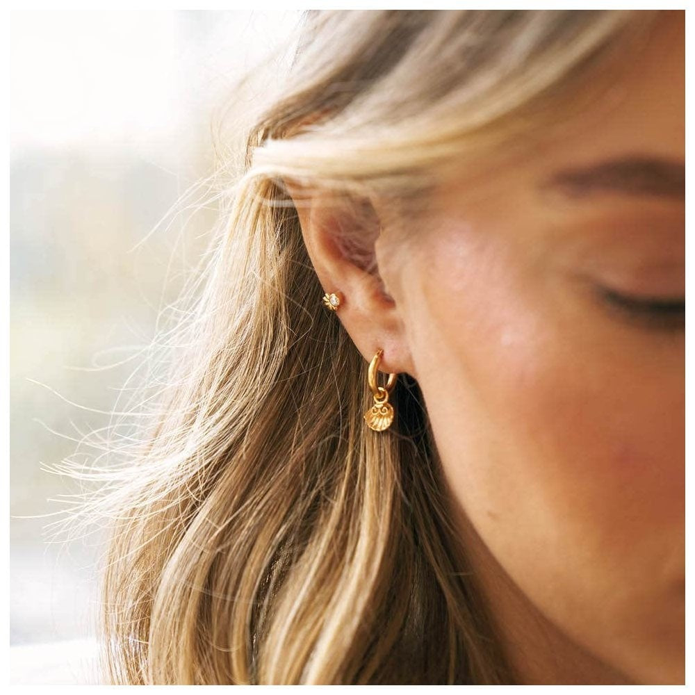 GOLD ON SILVER TRAVEL SEEKER SMALL HOOP EARRINGS