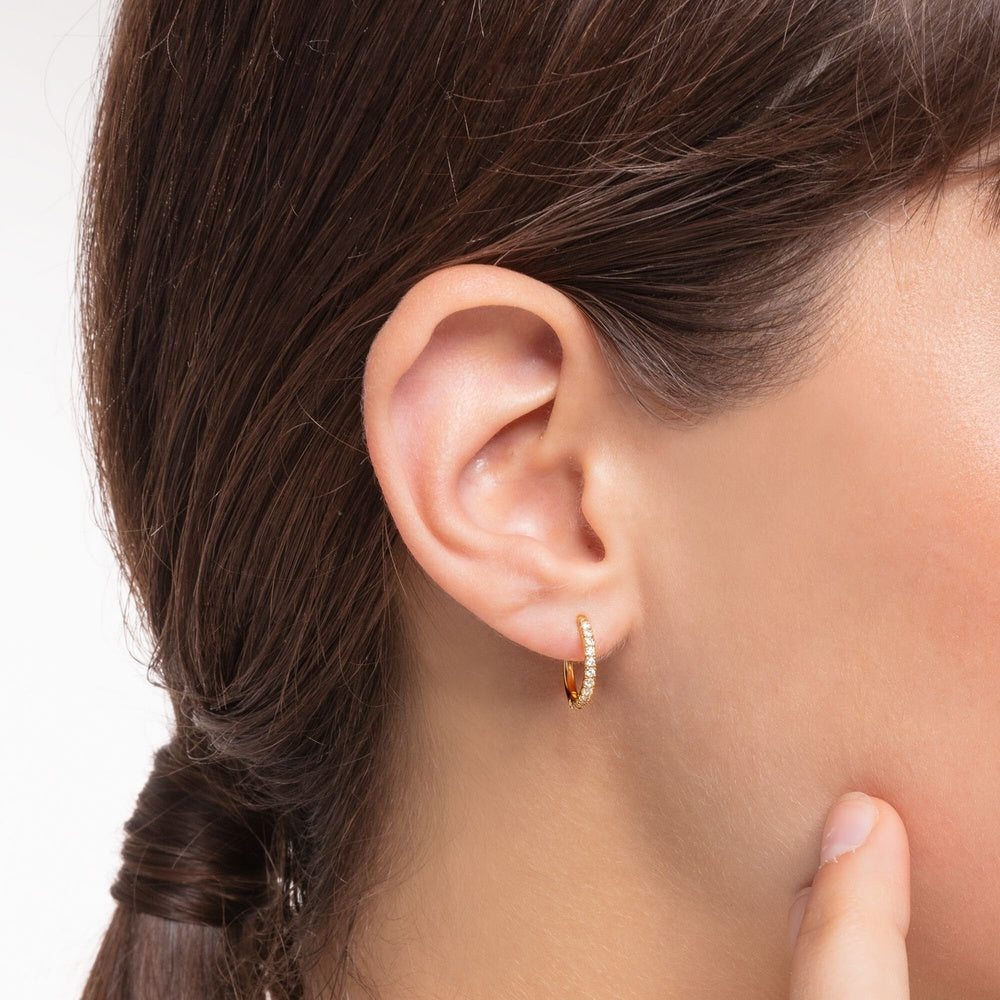 GOLD ON SILVER ZIRCONIA HOOP EARRINGS
