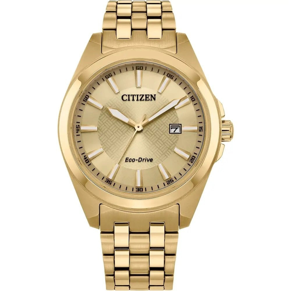 GOLD ON STAINLESS STEEL, ECO DRIVE, GENTS WATCH