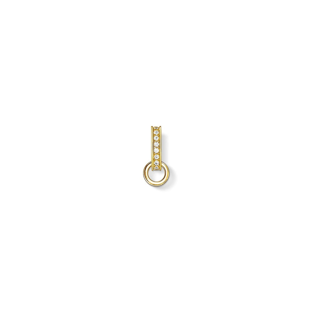 GOLD ON STERLING SILVER CHARM CARRIER PENDANT WITH ZIRCONIA