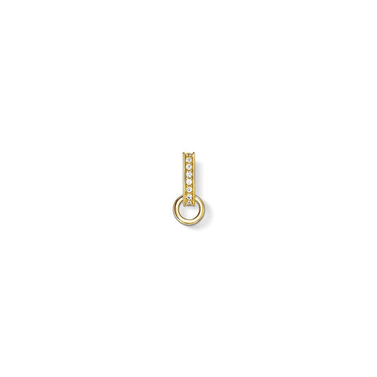 GOLD ON STERLING SILVER CHARM CARRIER PENDANT WITH ZIRCONIA