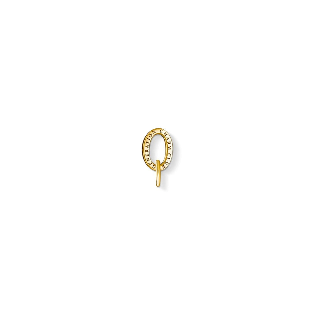GOLD ON STERLING SILVER CHARM CARRIER PENDANT WITH ZIRCONIA