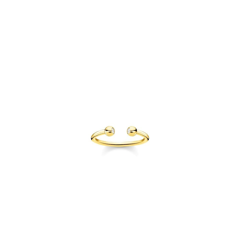 GOLD ON STERLING SILVER CUBIC ZIRCONIA SPHERICAL DOTS RING