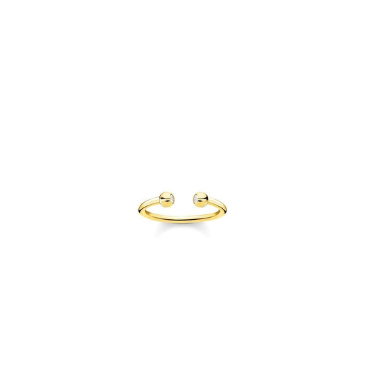 GOLD ON STERLING SILVER CUBIC ZIRCONIA SPHERICAL DOTS RING