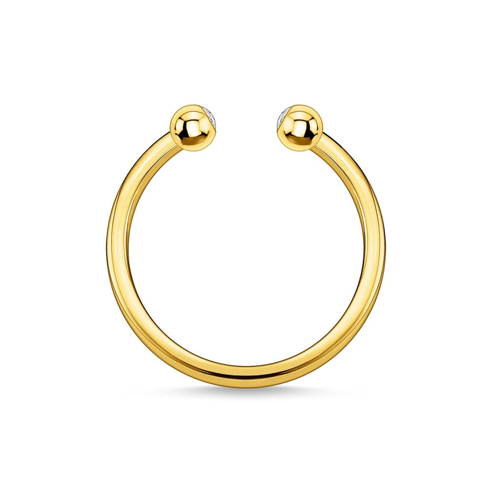 GOLD ON STERLING SILVER CUBIC ZIRCONIA SPHERICAL DOTS RING