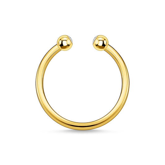 GOLD ON STERLING SILVER CUBIC ZIRCONIA SPHERICAL DOTS RING