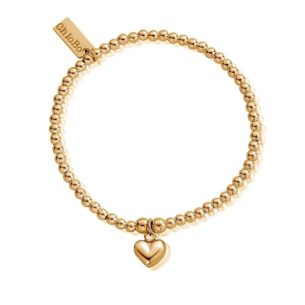 GOLD ON STERLING SILVER CUTE HEART CHARM BRACELET