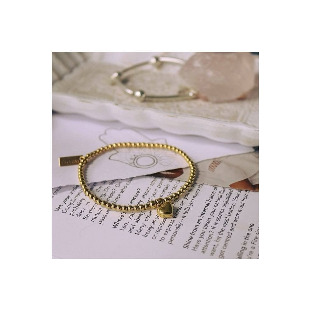 GOLD ON STERLING SILVER CUTE HEART CHARM BRACELET