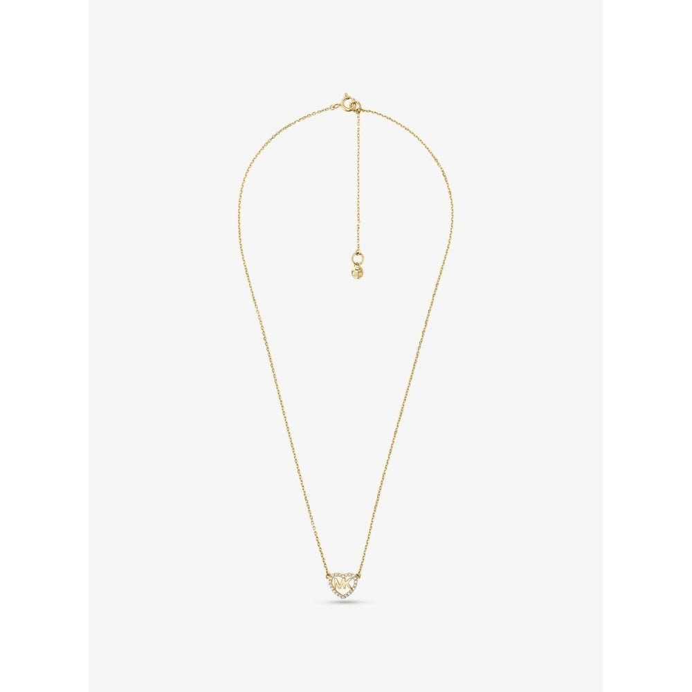 GOLD ON STERLING SILVER HEART LOGO NECKLACE WITH ZIRCONIA