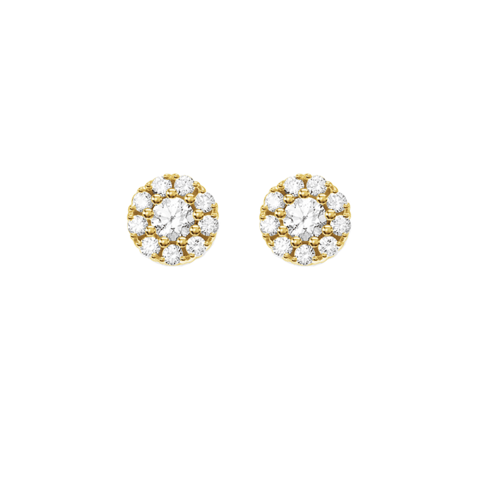 GOLD ON STERLING SILVER ROUND CUBIC ZIRCONIA STUD EARRINGS